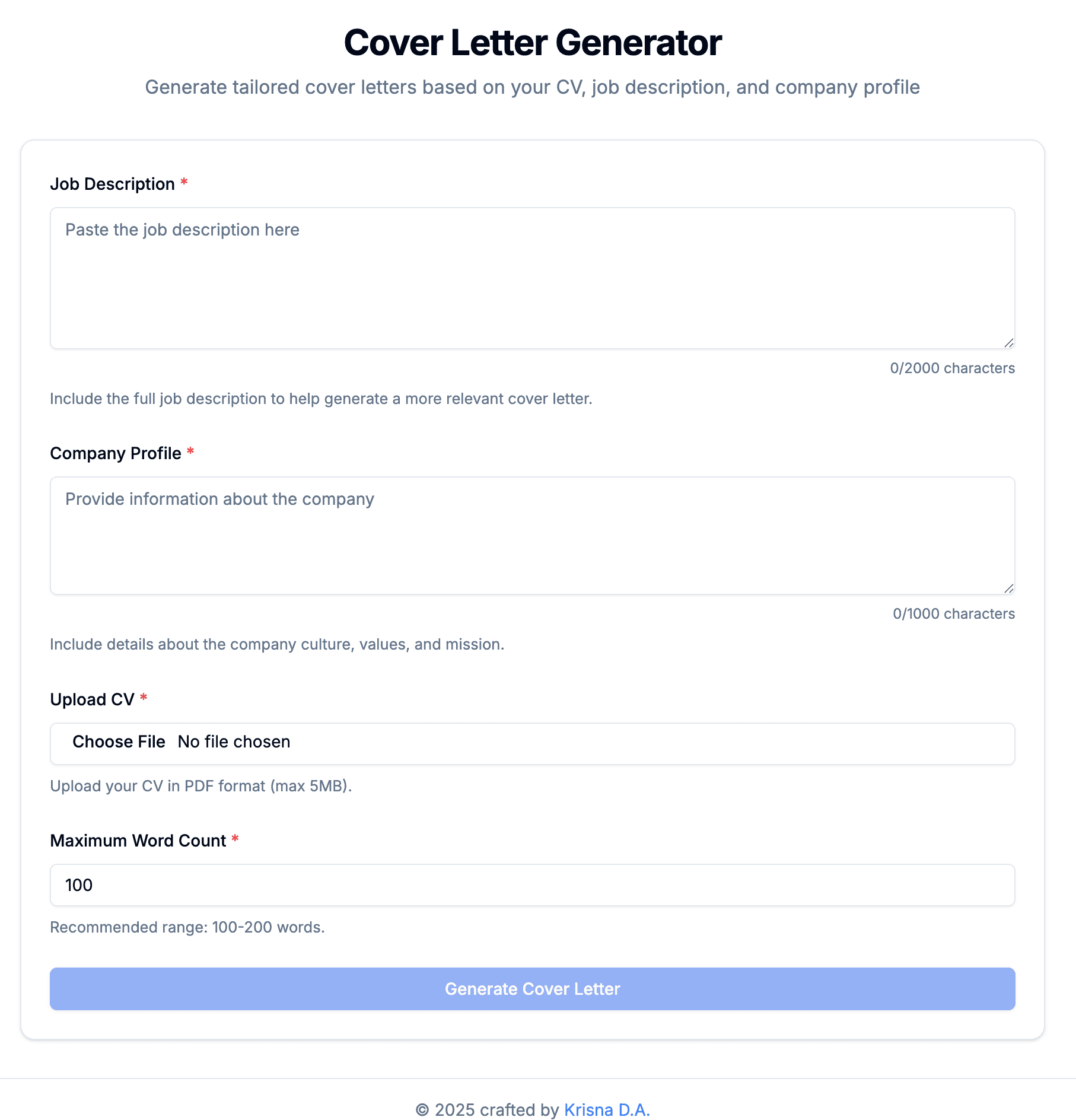 Cover Letter Generator